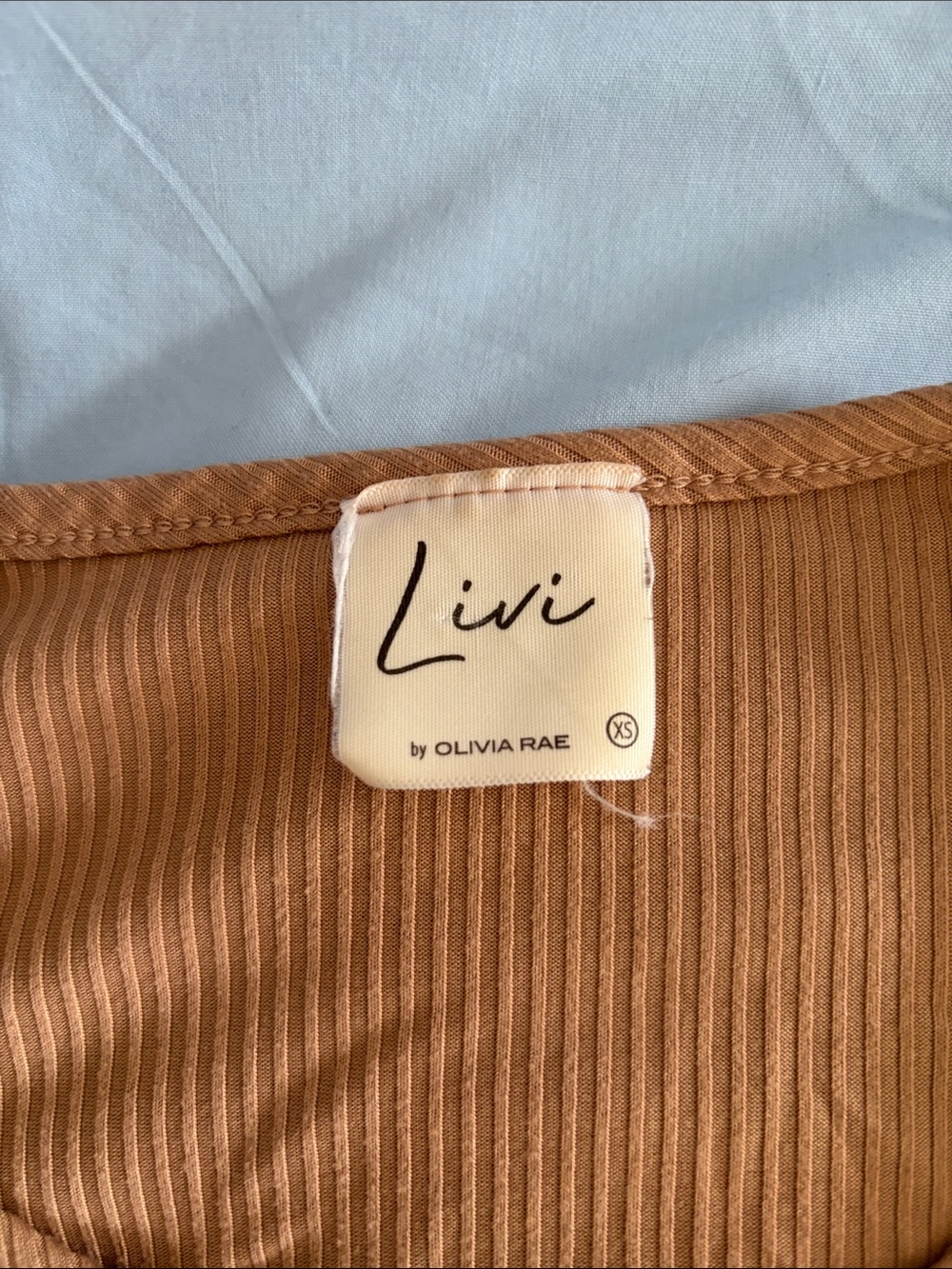 Olivia Rae Ribbed Tie-Front Crop Top in Rust Orange - Picture 2 of 3